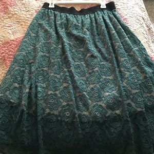 Lularoe lines lace teal skirt-large